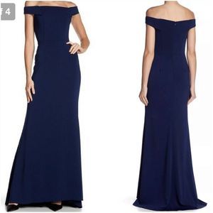 Carmen Marc Infusion Off-The-Shoulder Crepe Gown